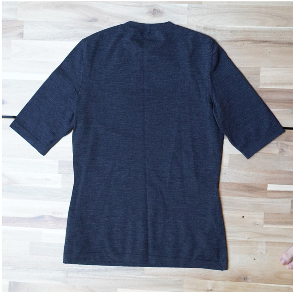 Wolford Knit Round Neck Knit Tee Top Virgin Wool Heathered Black Size Small - Picture 2 of 7